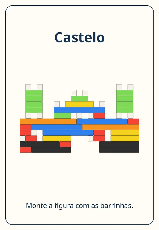Card Castelo: figura montada com barrinhas coloridas