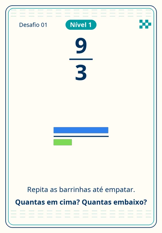 Card do kit de frações: nove terços