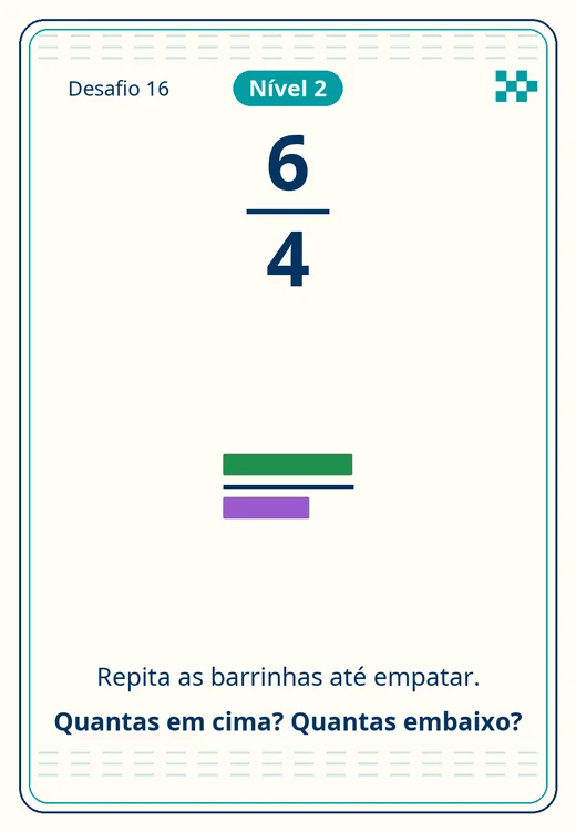Card do kit de frações: seis quartos
